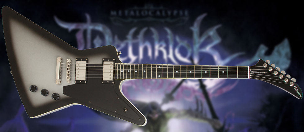 the lethal weapon of Dethklok lead guitarist Skwisgaar Skwigelf